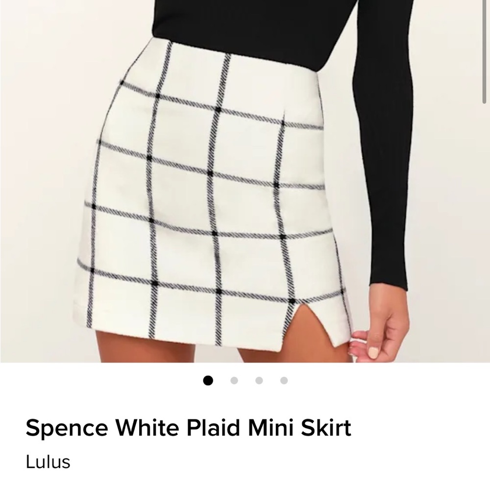 Lulus Spence White Plaid Mini Skirt Size Medium